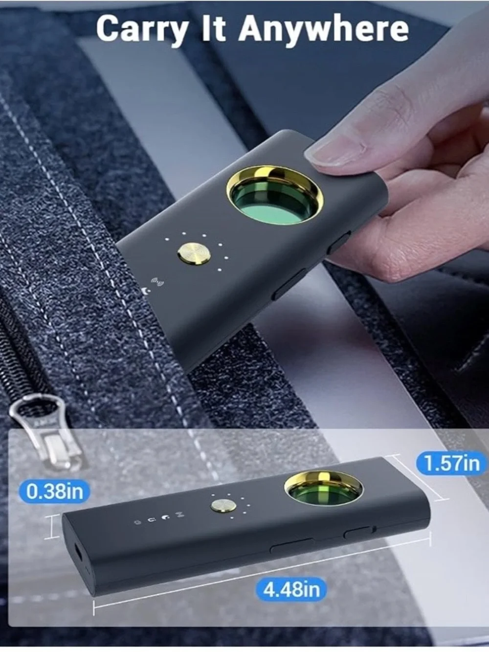 Black Handheld Camera Remote with Gold Accent